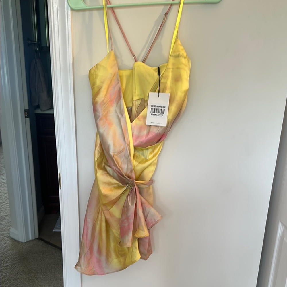 Hello Molly Vibrant Yellow and Pink Wrap Dress